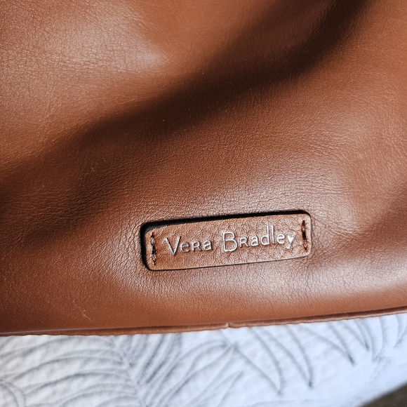 NWOT Vera Bradley Quilted Leather Tote Brown Camel - Picture 2 of 16